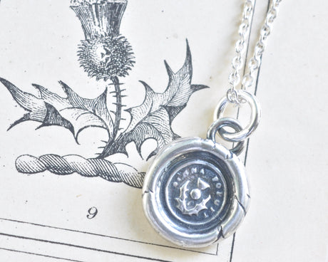 scottish thistle wax seal necklace
