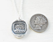 ship sinking under a rainbow wax seal necklace - quid tu si pereo - to what avail if I perish