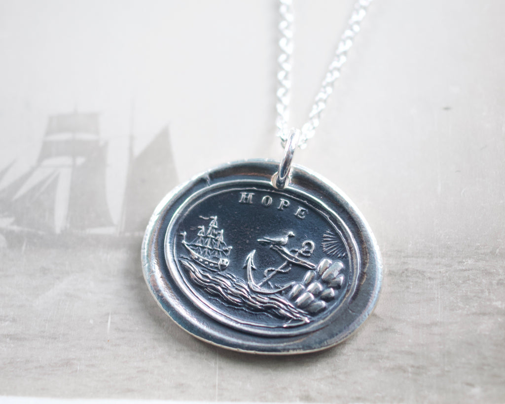 anchor wax seal necklace