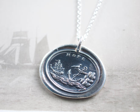 anchor wax seal necklace