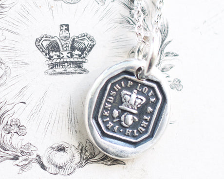 rose and crown wax seal necklace