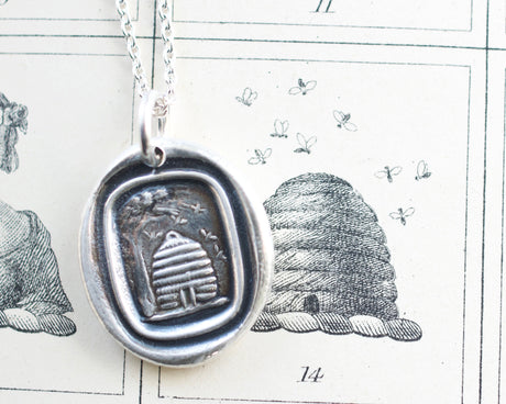 beehive wax seal necklace