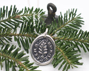 evergreen tree wax seal necklace