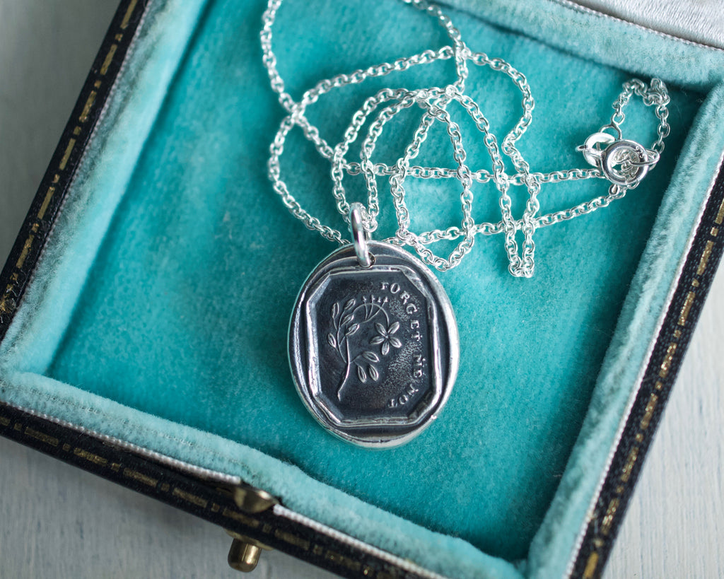 forget me not wax seal necklace