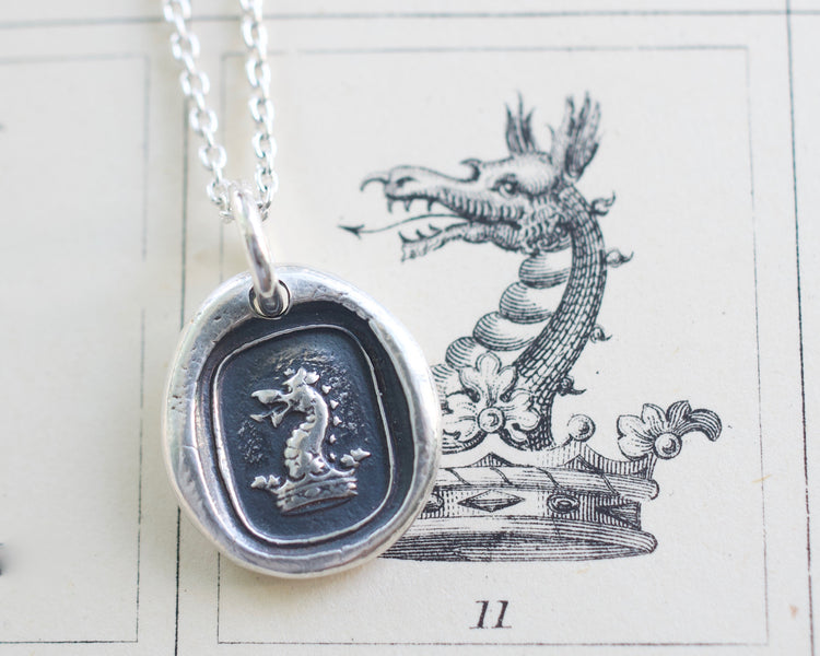 serpent snake and battle axe wax seal necklace - truth and liberty