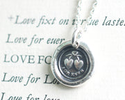 two hearts for ever wax seal necklace