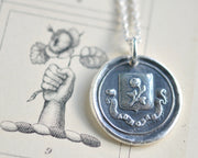 damask rose wax seal necklace