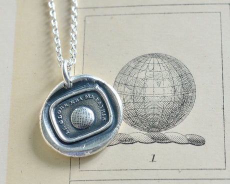 world globe wax seal necklace