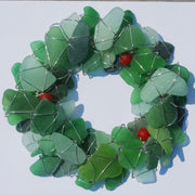 holiday greens sea glass wreath