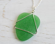 green sea glass necklace pendant