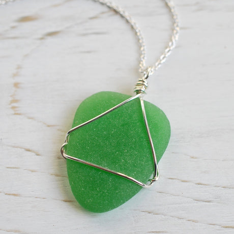 green sea glass necklace pendant