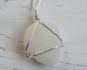 white sea glass necklace pendant