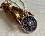 heart and compass wax seal pendant