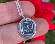 rose wax seal necklace - thou too wilt fade - wax seal jewelry