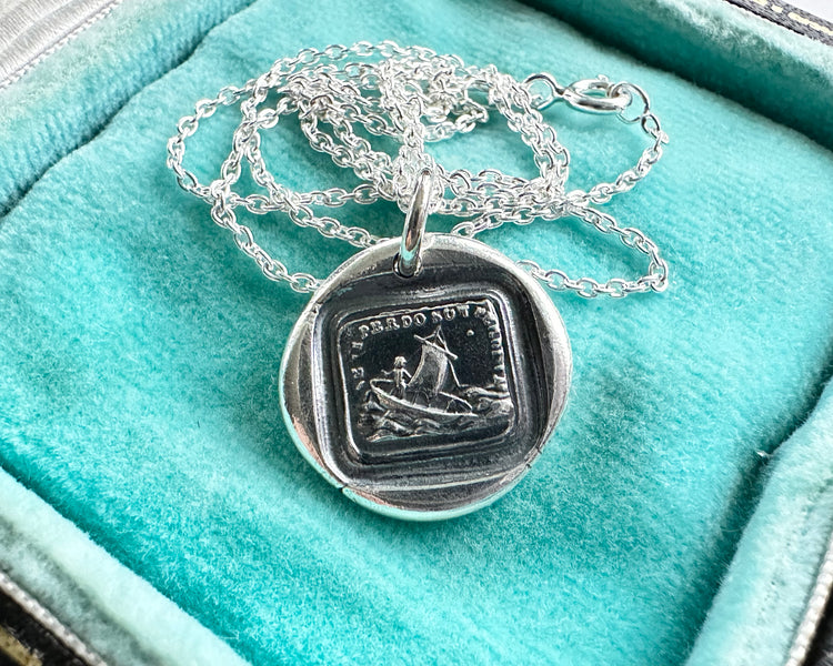 sailboat wax seal necklace - SE TI PERDO SON PERDUTA - if I
