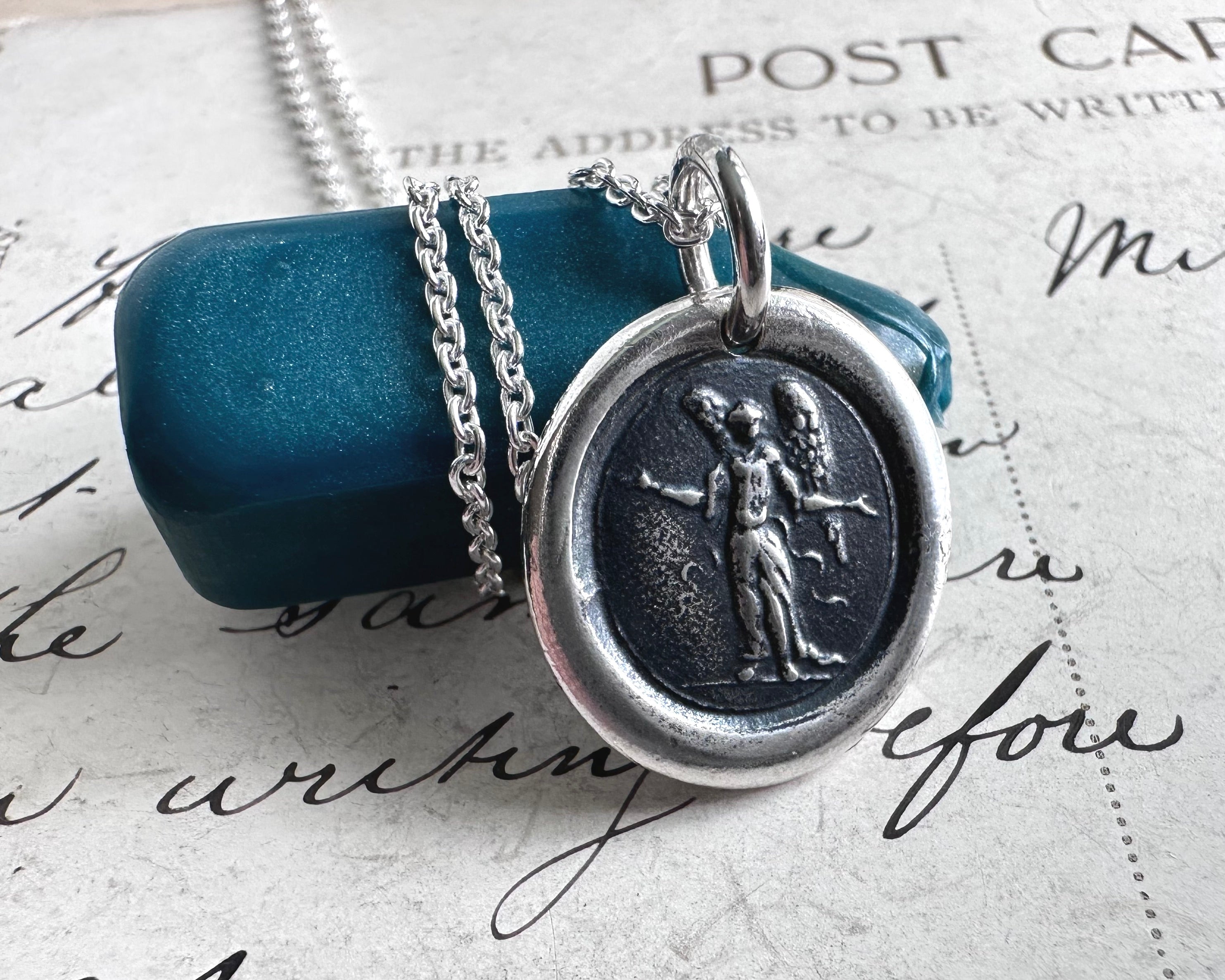 guardian angel wax seal necklace pendant - wax seal jewelry