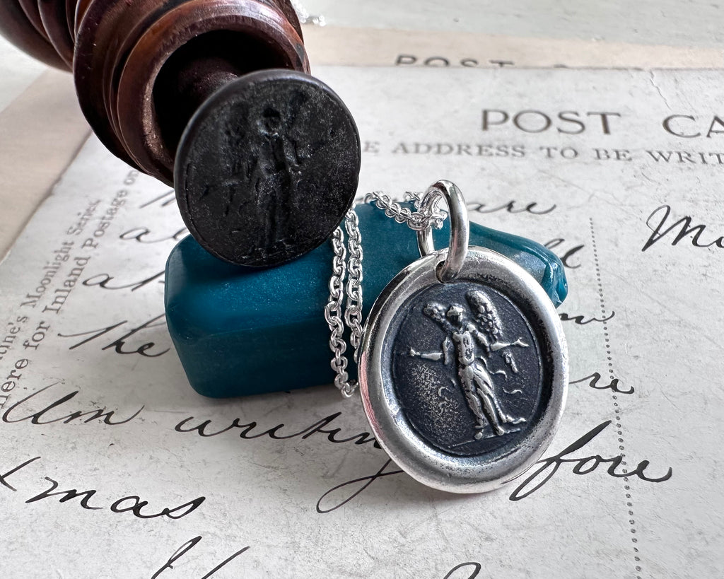 guardian angel wax seal necklace