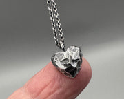 heart stone necklace charm - sterling silver rock heart jewelry