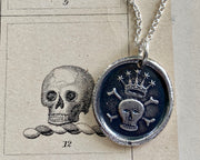 crowned skull wax seal necklace