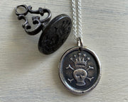 crowned skull wax seal pendant