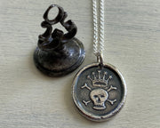 crowned skull wax seal necklace