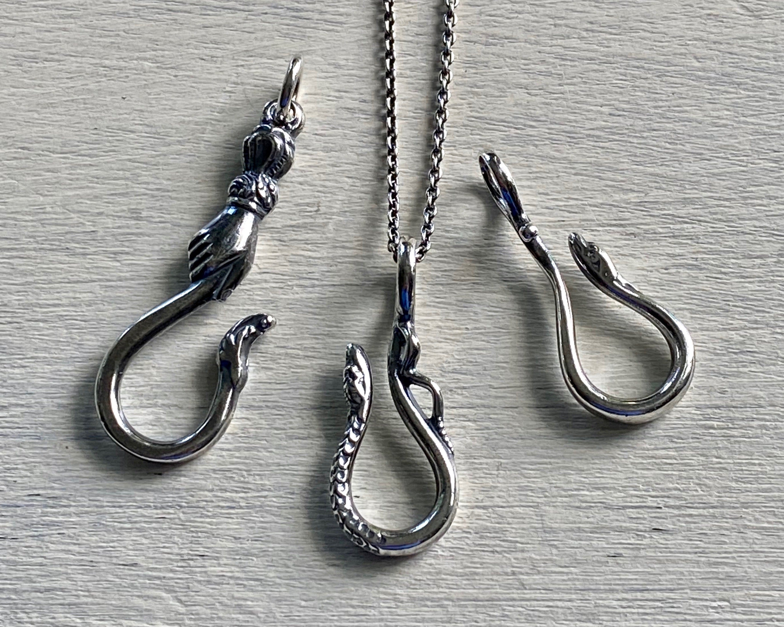 jewelry hook - hand holding serpent hook - snake hook - charm holder