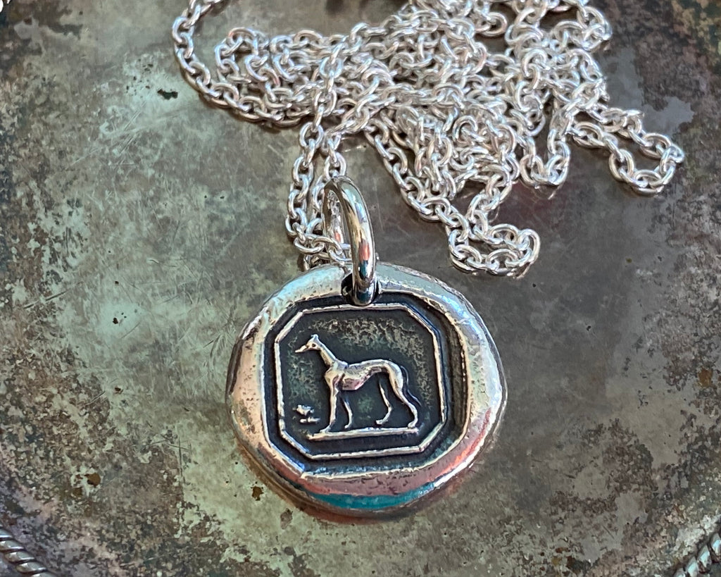 greyhound wax seal necklace
