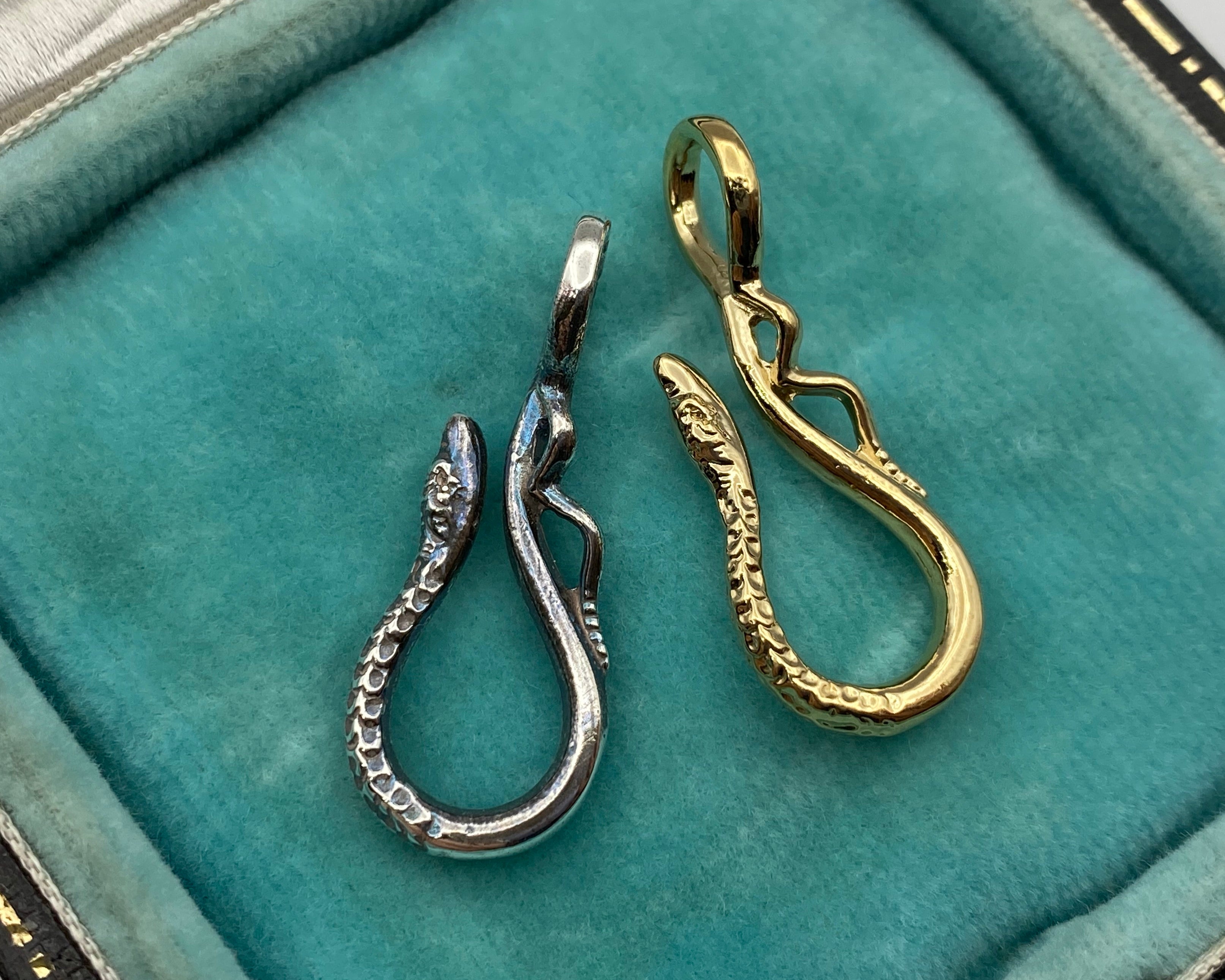 jewelry hook - silver or gold serpent hook - snake hook - charm holder