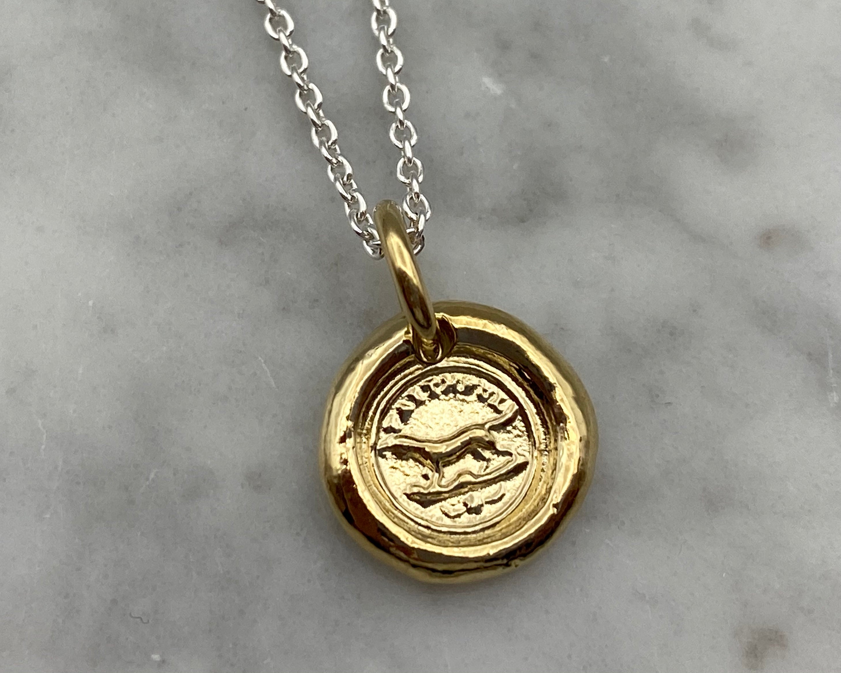 dog wax seal necklace charm - faithful - gold wax seal jewelry