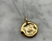 gold frog prince wax seal necklace