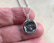 winged hourglass wax seal necklace - flight of time - wax seal jewelry