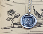 rose and bud wax seal necklace - secret historical wax seal jewelry
