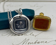 rose and bud wax seal necklace - secret historical wax seal jewelry