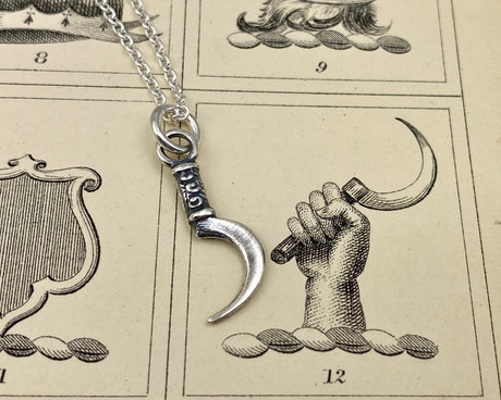 sterling silver scythe pendant