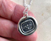 winged hourglass wax seal necklace - carpe diem - seize the day