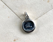 ship wax seal necklace - sail away - tiny ship - wax seal jewelry