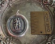 three graces wax seal necklace - classical mythology wax seal jewelry