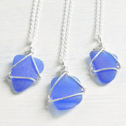 cobalt blue sea glass necklace pendant