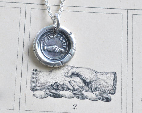 hand in hand wax seal necklace