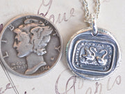 two swans wax seal pendant