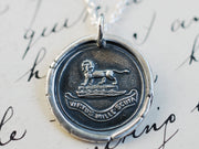 lion wax seal necklace - VIRTUS MILLE SCUTA - virtue - Howard family crest
