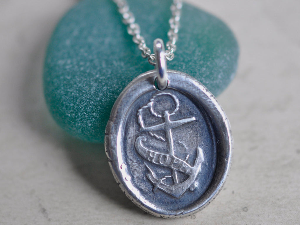 fouled anchor wax seal necklace