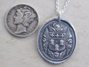 winged cherubs and crosses wax seal necklace