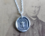 rose and crown wax seal necklace