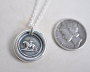 cupid subduing a lion wax seal necklace - love conquers all