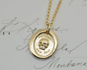 14k gold skull wax seal pendant