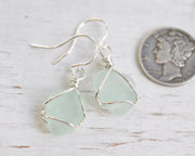 sea glass earrings in pale green/sea foam