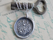skeleton key wax seal necklace