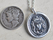 heart under crown wax seal necklace - wax seal jewelry