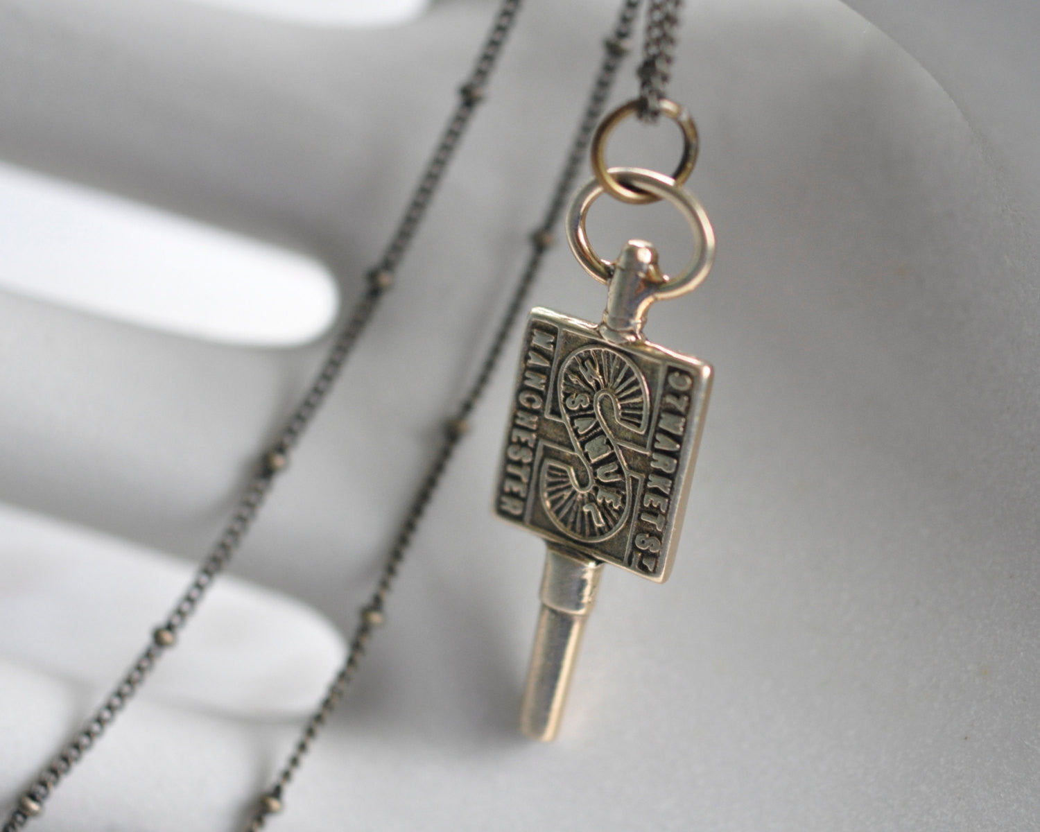 Engraved Sterling Silver Locket and Key Necklace